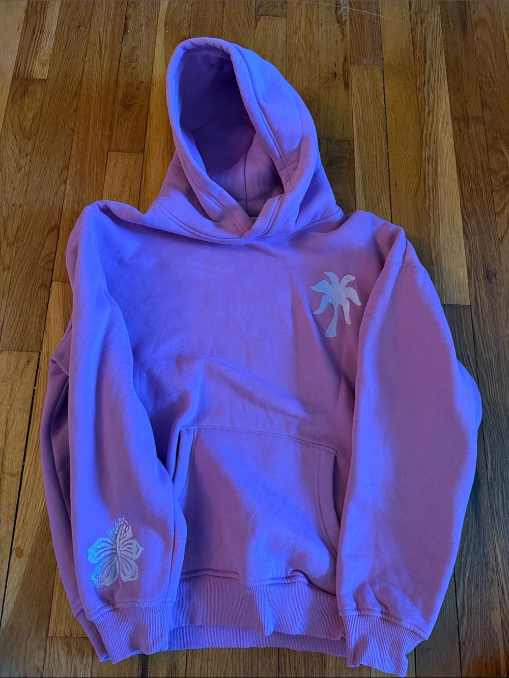 Women's Lilac Crewneck Hoodie Sweatshirt with Palm Motif